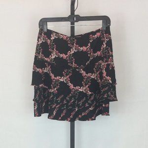 White House Black Market Floral Skirt, Black/Pink
